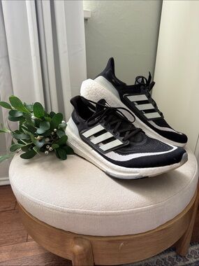 adidas Light Boost Black and White Low-Top Running Shoes